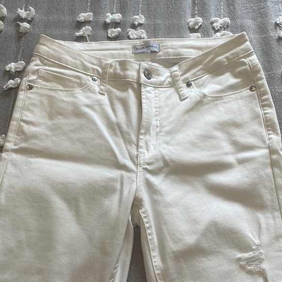 Women’s White Ripped Skinny Jeans - Picture 2 of 6